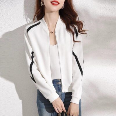 Đồng phục bóng chày áo khoác ngắn nữ xuân thu 2023 dáng rộng dài tay tất cả các trận đấu áo khoác cardigan hàng đầu
