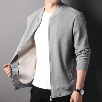 Dệt Kim Áo Khoác Cardigan Nam Mùa Xuân 2023 Mới Len Đơn Giản Đồng Phục Bóng Chày Dây Kéo Áo Len Cardigan Áo Khoác Ngoài Nam