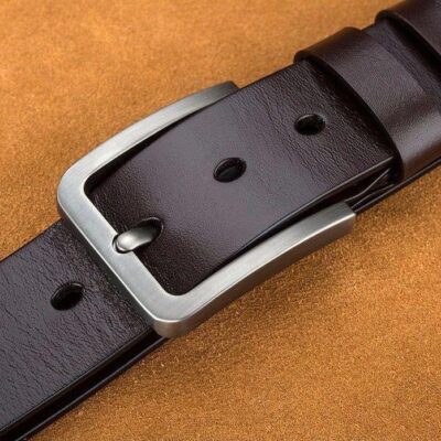 Thắt lưng nam da bò lớp trên cùng phong cách retro đơn giản và đa năng cao cấp khóa pin thắt lưng quần jean nam