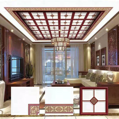 Tấm khóa nhôm tích hợp trần 45x45 phòng khách phòng ăn phòng ngủ trần song công lệch tầng trần nhà xưởng bán hàng trực tiếp