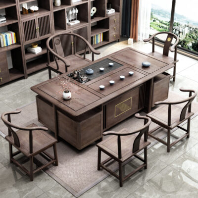 Trung Quốc mới Zen Bàn trà gỗ rắn tất cả gỗ rắn Bàn trà văn phòng tại nhà Bàn trà và ghế kết hợp phòng khách đồ nội thất đơn giản
