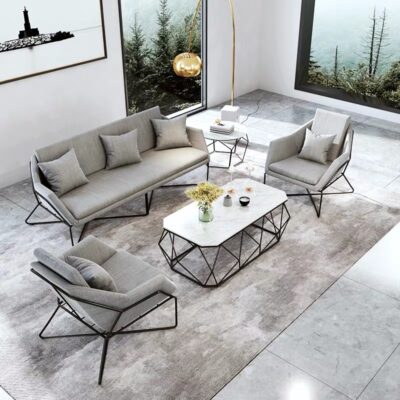 Bắc Âu Đơn Giản Sofa Vải Căn Hộ Nhỏ Phòng Khách Giải Trí Sofa Kết Hợp Văn Phòng Khách Sạn Họp Khách Ghế Sofa Sắt