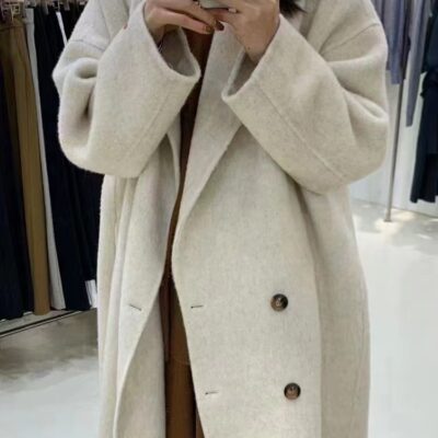 Qianze Úc Cao Cấp Len Áo Khoác Len Nữ Thu Đông Dài Rời Cổ Đứng 2 Mặt Áo Khoác Cashmere 9903