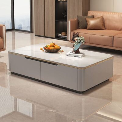 Ý phiến đá bàn cà phê căn hộ nhỏ phòng khách hộ gia đình có thể thu vào hiện đại tối giản Bàn trà đẹp màu đỏ phong cách hình chữ nhật bề mặt sáng