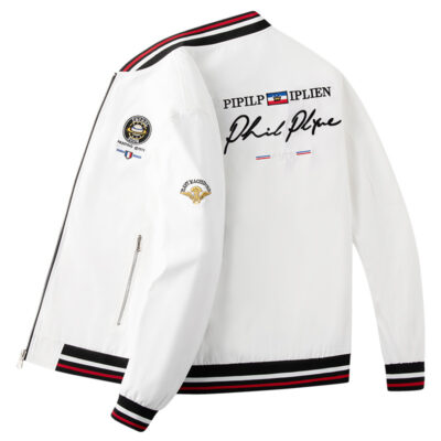 Douyin Kuaishou Sỉ Nam Thêu Áo Khoác Bóng Chày Cổ Áo Phối Ga Châu Âu Hợp Thời Trang Thương Hiệu