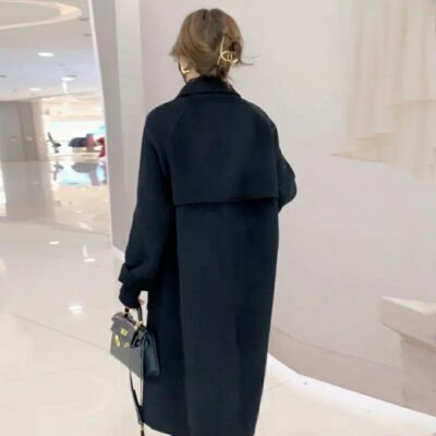 Áo khoác cashmere hai mặt dài vừa phải cho nữ năm mới cao cấp phiên bản Hàn Quốc của áo khoác len thấm nước hợp thời trang
