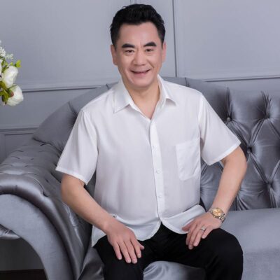 Áo sơ mi của bố trung niên và người cao tuổi Áo sơ mi nam ngắn tay trung niên áo sơ mi nam mùa hè có ve áo Áo phông rộng có túi cho nam