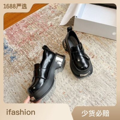 Giày mọi phù hợp cho nữ mùa xuân và mùa thu 2023 mới tăng chiều cao giày da nhỏ cổ điển giày đế dày phong cách đại học Anh