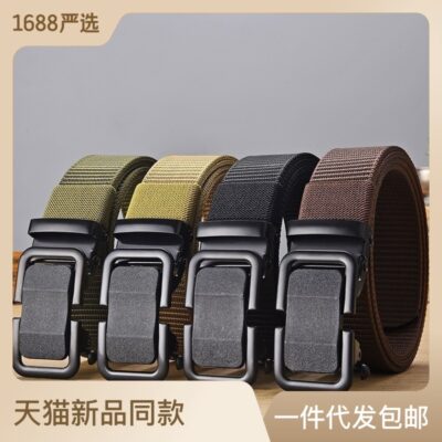 Mới không răng sắt da khóa tự động dây nylon nam ngoài trời thường thoáng khí dây vải tất cả các trận đấu dây đai quần