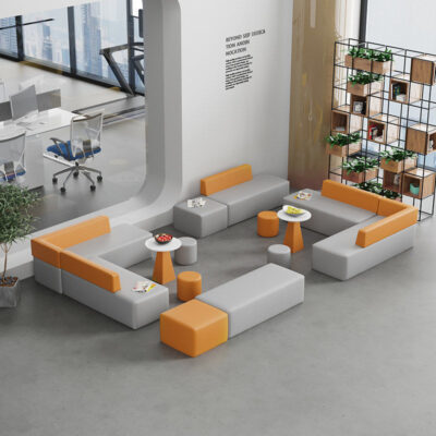Quầy lễ tân văn phòng tiếp tân đào tạo kinh doanh khu vực nghỉ ngơi sảnh tiếp tân trung tâm mua sắm góc sáng tạo kết hợp ghế sofa dài