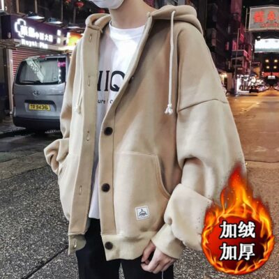 Áo khoác nam thu đông nam có mũ trùm đầu giản dị áo len cardigan nam hét phong cách Hàn Quốc hợp thời trang đẹp trai hàng đầu
