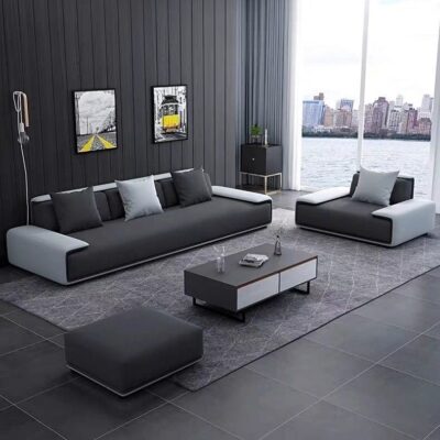 Công nghệ vải sofa vải cao su Bắc Âu tối giản căn hộ nhỏ đơn giản phòng khách hiện đại nhà ba hoặc bốn người hàng thẳng