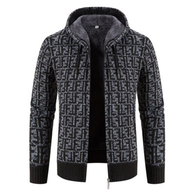 Mùa Thu Đông 2022 Mới Áo Len Áo Khoác Nam Xu Hướng Thể Thao Có Mũ Dệt Kim Cardigan Plus nhung Dày Áo Len Nam
