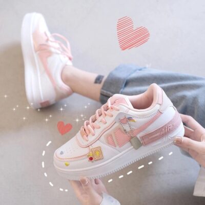 Giày thể thao màu kẹo số 1 Macaron Air Force phiên bản Hàn Quốc 2023 bốn mùa giày trắng sinh viên mũi tròn mới đế dày