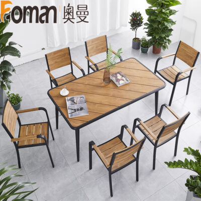 Bàn ghế gỗ nhựa ngoài trời Aoman giải trí bàn ghế ngoài trời kết hợp cafe sân vườn quầy bar ăn uống bàn ghế sân vườn