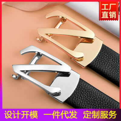 Thắt lưng nam da thật khóa tự động lớp 1 thắt lưng nam khóa chữ thắt lưng nam nhà sản xuất bán buôn ký gửi
