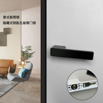 Trong nhà phòng ngủ Khóa cửa gỗ chắc chắn Khóa cửa màu đen tối giản khóa ẩn chìa khóa hút từ Khóa cửa phòng Khóa cửa sinh thái