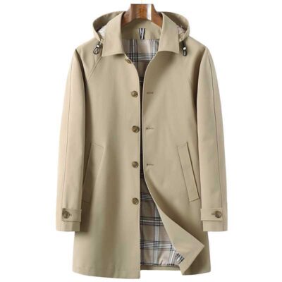 Áo khoác gió có chiều dài trung bình dành cho nam có thể tháo rời ve áo áo khoác công sở bình thường dành cho nam giới trung niên và thanh niên áo khoác mỏng vừa vặn cho nam