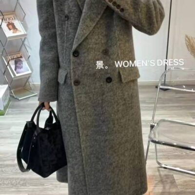 COLINE 2 mặt áo khoác len nữ UUS dài trung bình APM phù hợp với cổ áo thắt lưng cashmere mỏng phù hợp với áo khoác C10271
