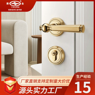 Trong Nhà cách âm Phòng Khóa cửa Phòng Ngủ Nhà Tắm Tay Nắm Cửa Vệ Sinh Hộ Gia Đình Vàng Hoàn Chỉnh Bộ Khóa cửa Gỗ Đa Năng