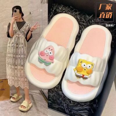 Dép có cảm giác giẫm lên cứt Cô gái mặc đồ mùa hè ký túc xá sinh viên mới dép đế dày hợp thời trang hoạt hình dễ thương xăng đan và dép lê