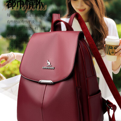 Ba lô nữ Thời trang mới Ba lô phù hợp với tất cả các kết cấu da thật Túi giải trí Túi du lịch Dung lượng lớn Túi đa chức năng phiên bản Hàn Quốc