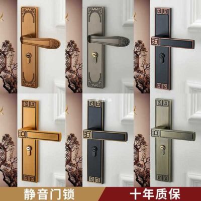 Trung Quốc Mới Phong Cách Khóa cửa Trong Nhà Phòng Ngủ Khóa cửa Nhà Retro Tắt Tiếng Khóa Từ Phòng Khóa cửa Gỗ Cửa Tay Cầm