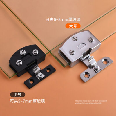 Bản lề cửa tủ kính bản lề mở tự do phụ kiện kính không khung mở miễn phí kẹp cố định cửa kính bản lề song phương