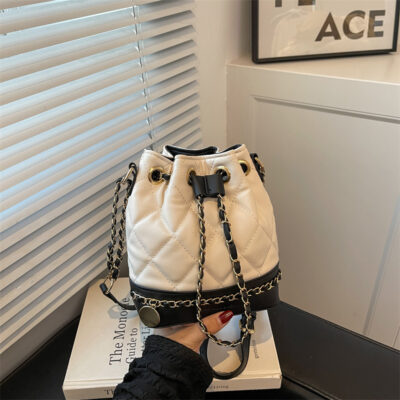 Túi Bucket 2022 Thu Đông Mới Hình Thoi Dây Chuyền Đeo Vai Thời Trang Dây Rút Sợi Chỉ Nhỏ Hương Thơm Gió Túi