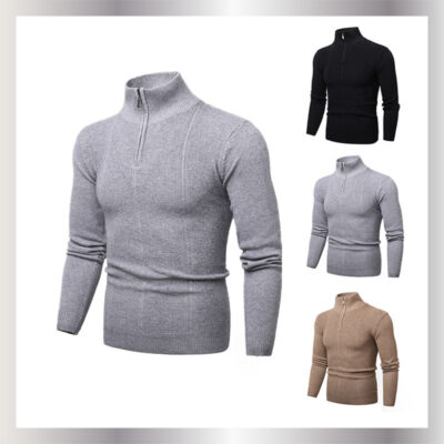 Ngoại thương xuất khẩu mẫu xu hướng nam Amazon áo len dài tay nam ngoài trời cổ đứng áo len cardigan thể thao