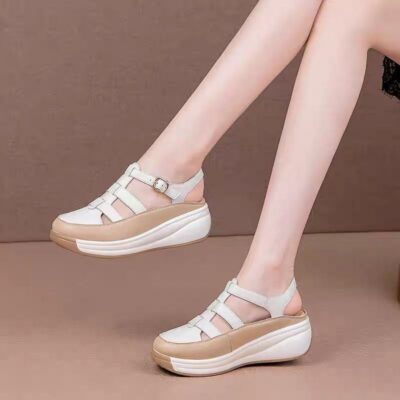 Mùa xuân và mùa hè mới xuyên biên giới đế mềm từ La Mã khóa rỗng phong cách cổ điển lưng giản dị giày nữ trống giày đơn giày mẹ Lok Fu
