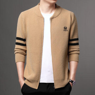 Nam Mùa Thu Đông Mới Dệt Kim Thêu Áo Khoác Nam Cardigan Cổ Bóng Chày Rời Xu Hướng Thời Trang Hàng Đầu Áo Khoác Nam