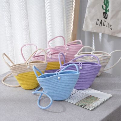 Túi đeo vai nhỏ và tươi của phụ nữ dệt dây cotton hàng ngày Túi ngọc trai phù hợp hàng ngày Túi đeo chéo một vai bằng dây cotton