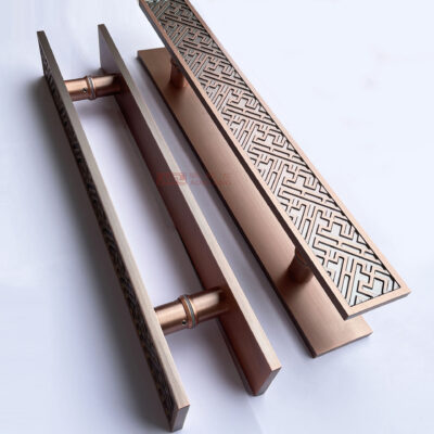 Trung Quốc mới phong cách cửa kính Tay nắm cửa Tay nắm cửa đồng cổ sang trọng đối diện khách sạn hộp đóng khung cửa gỗ tay cầm dài