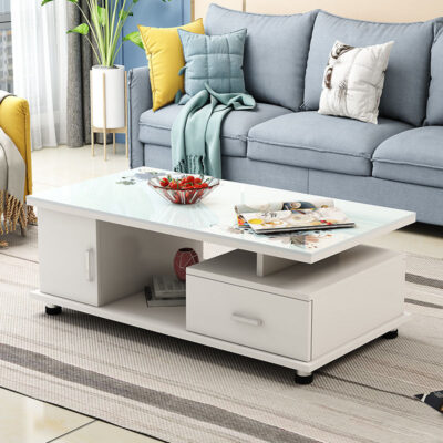 Bàn cà phê đơn giản hiện đại đơn giản sáng tạo bàn cà phê nhỏ phòng khách Châu Âu kính cường lực căn hộ nhỏ bàn máy pha trà đa năng