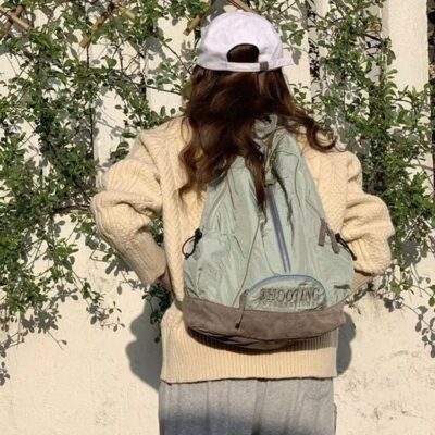 Blogger ins Hàn mới cùng túi đeo vai dung tích lớn nữ sinh đi học balo vải nylon