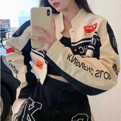 Phố Cao Ins Xu Hướng Xe Máy Áo Khoác Nam Có Thể Tháo Rời Đồng Phục Bóng Chày Áo Khoác Thu Đông Nữ Cặp Đôi Rời Trên Triều