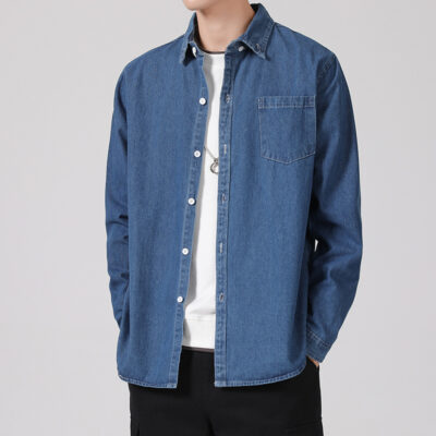 Áo khoác denim mùa xuân và mùa thu cho nam Áo sơ mi nam phong cách Hàn Quốc Áo khoác nam dáng rộng hợp thời trang Áo khoác nam phong cách Hồng Kông Cardigan