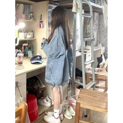 Áo khoác denim mùa hè lưới nữ áo khoác denim đỏ mùa xuân và mùa thu học sinh phiên bản Hàn Quốc áo khoác thiết kế rời hàng đầu