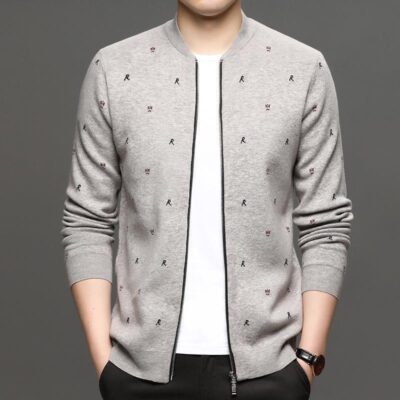 Mùa Thu Đông Mới Dệt Kim Cardigan Nam Dây Kéo Cổ Bóng Chày Áo Khoác Len Trung Niên Và Trẻ Trung Đẹp Trai áo Len