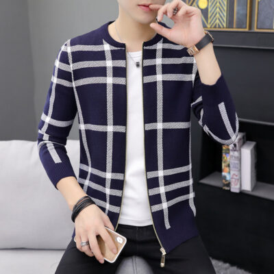 Thu Đông 2021 Nam Phong Cách Hàn Quốc Nón Kết Nam Nữ Áo Len Cardigan Hợp Thời Trang Đẹp Trai Mũi Phối Quần Áo Thu Đông