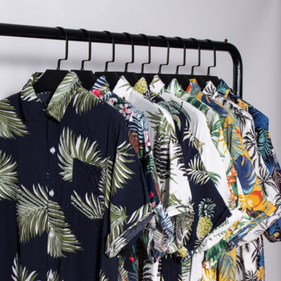 Mới Bãi Biển Nam Áo Sơ Mi Lướt Dừa Áo Sơ Mi Hoa Tay Ngắn Vải Lanh Cotton Đi Biển Hawaii Rời Áo Sơ Mi In Hình