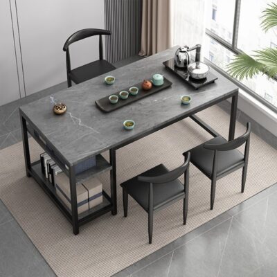 Bàn trà ban công kết hợp bàn ghế cafe phòng khách chung cư nhỏ nhà Bàn trà nhỏ nhẹ sang trọng hiện đại Ý đá tấm hoa văn bàn