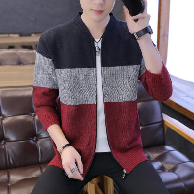 Mùa thu và mùa đông nam áo len dệt kim dày cardigan cổ áo bóng chày áo khoác nam áo len dài tay áo khoác ngoại thương phân phối