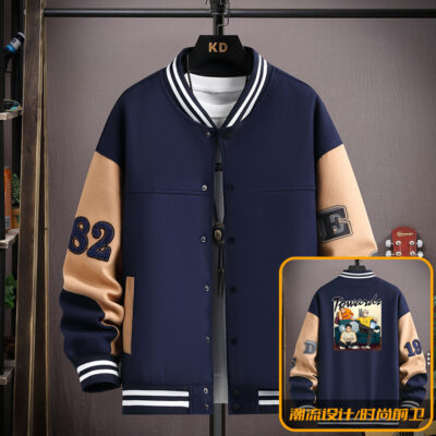 Thời trang 2022 hợp thời trang nam mỏng và đẹp trai cổ đứng bốn màu đồng phục bóng chày áo len dệt kim nam hợp thời trang áo khoác cardigan 2213