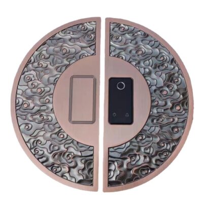 Tay nắm cửa biệt thự kiểu Trung Quốc mới tay nắm cửa kính bằng đồng kéo đẩy thông minh có khóa mật khẩu vân tay hình bán nguyệt cao cấp