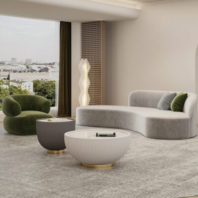 Bàn ghế sofa đẹp đẹp sang trọng sofa cong khu vực nghỉ ngơi tiếp tân thẩm mỹ viện sofa khách hàng kết hợp căn hộ nhỏ sofa phong cách kem