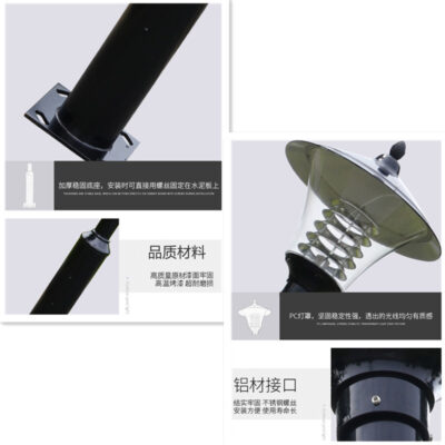 Bán buôn đèn sân vườn 3 mét 4 mét không thấm nước cộng đồng đèn led cảnh quan đèn đường biệt thự ngoài trời đèn cực cao năng lượng mặt trời hộ gia đình