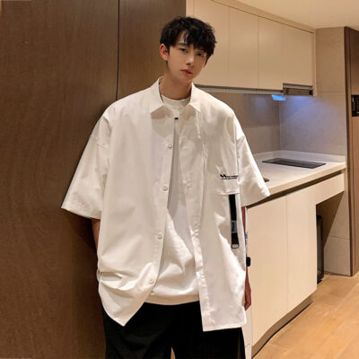 Áo sơ mi ngắn tay nam mùa hè mỏng phần dụng cụ hợp thời trang Nhật Bản thương hiệu xu hướng quần áo bé trai rộng rãi đẹp trai áo sơ mi giản dị