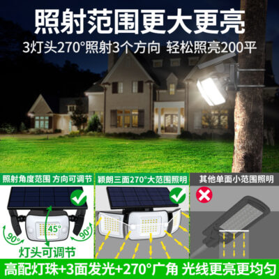 Đèn năng lượng mặt trời ngoài trời không thấm nước nhà vườn sân thượng đèn sân thượng cửa đèn pha biệt thự treo tường cột cửa đèn đường led